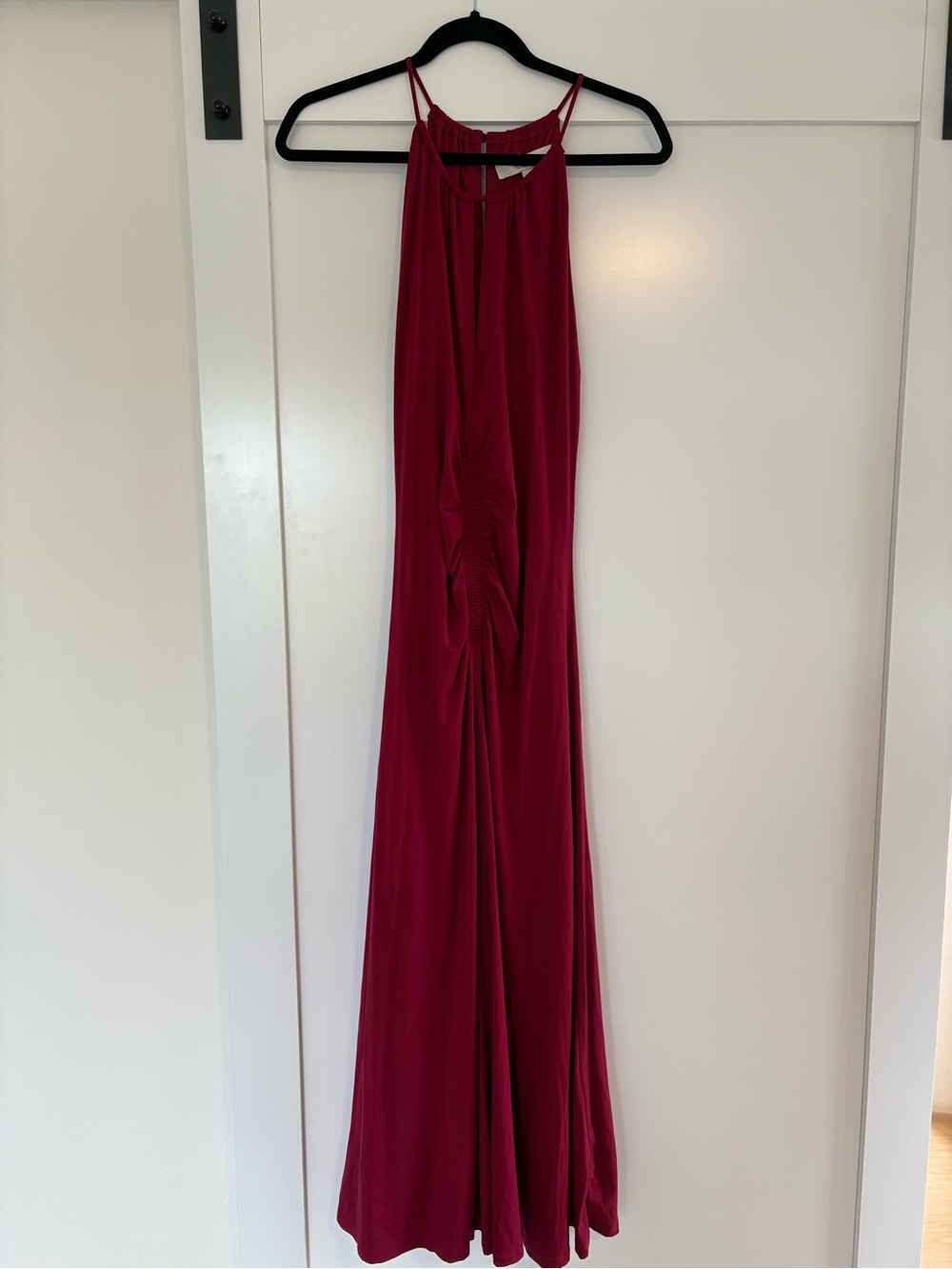 LOFT Crimson Ruched Midi Dress